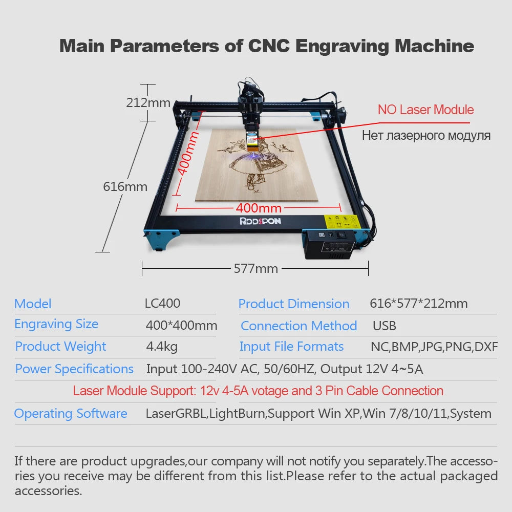 CNC Laser Engraver, Wood Router Woodworking ,Laser Engraving Machine,  Laser Cutting Printer Carpentry Tools , No Laser Modules