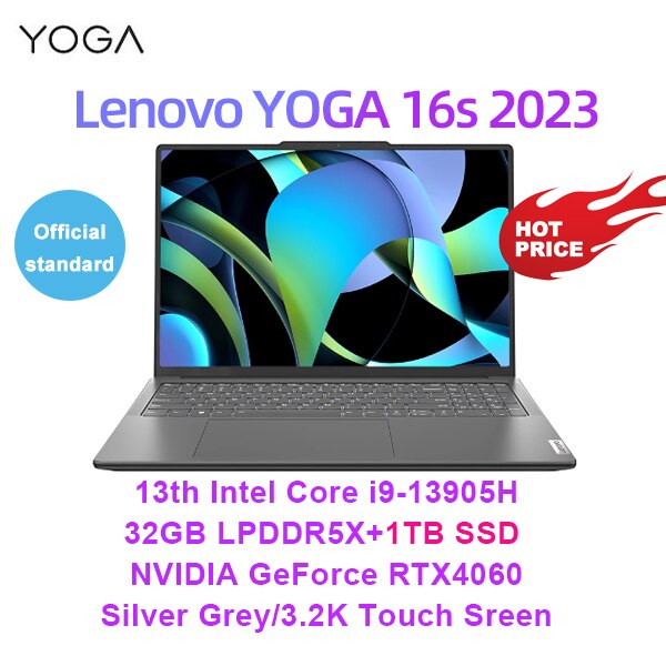 Lenovo YOGA Pro 16s 2023 Extreme Laptop Intel i9-13905H 32GB/1T RTX4060 3.2K Ultra-thin Touch 165Hz Full Screen Notebook PC