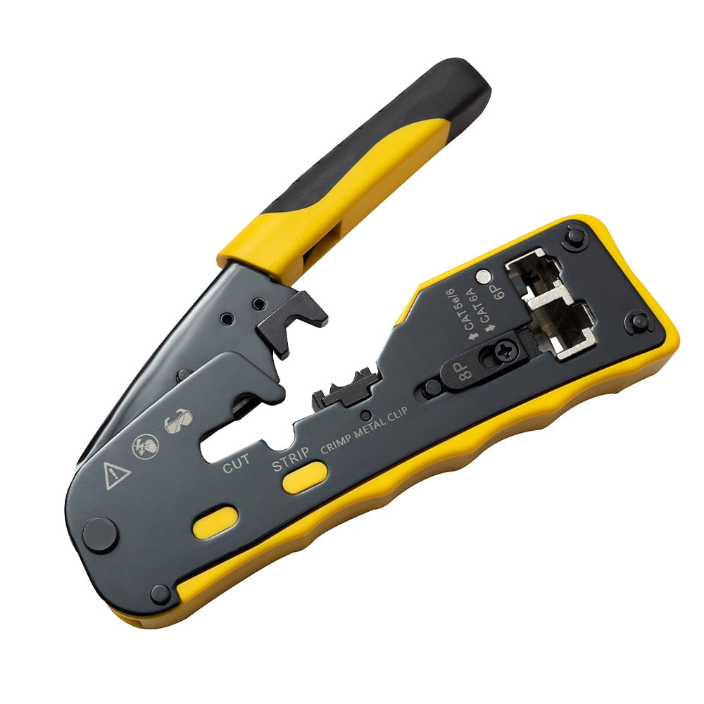 ZoeRax Pass Through RJ45 Crimp Tool Cat5e Cat6 Cat6a Cat7 Crimping Tool for RJ11/RJ12 Standard, RJ45 Pass Through Connectors