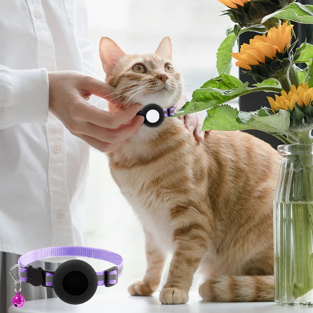 Anti-Lost Pet Cat Collar for Apple Airtag GPS Finder Luminous Case for Apple Air Tag Tracker Anti Loss Tracking Adjustable Case