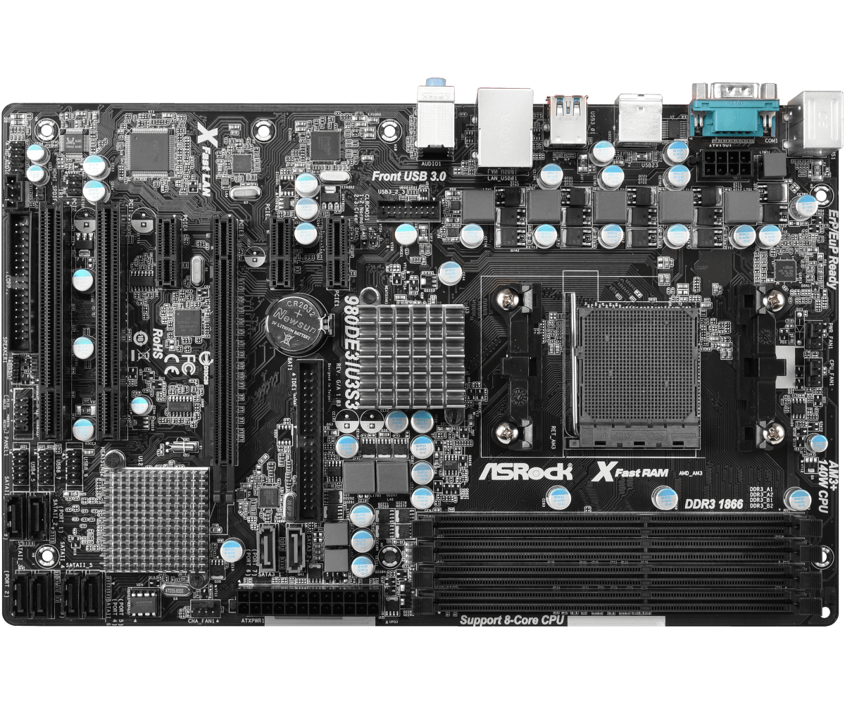 Asrock 980DE3/U3S3 R2.0 AM3+ Motherboard AMD 770 4xDDR3 32GB 2xSATA USB 3.1 ATX FOR AMD Phenom II X6 X4 X3 X2 CPU