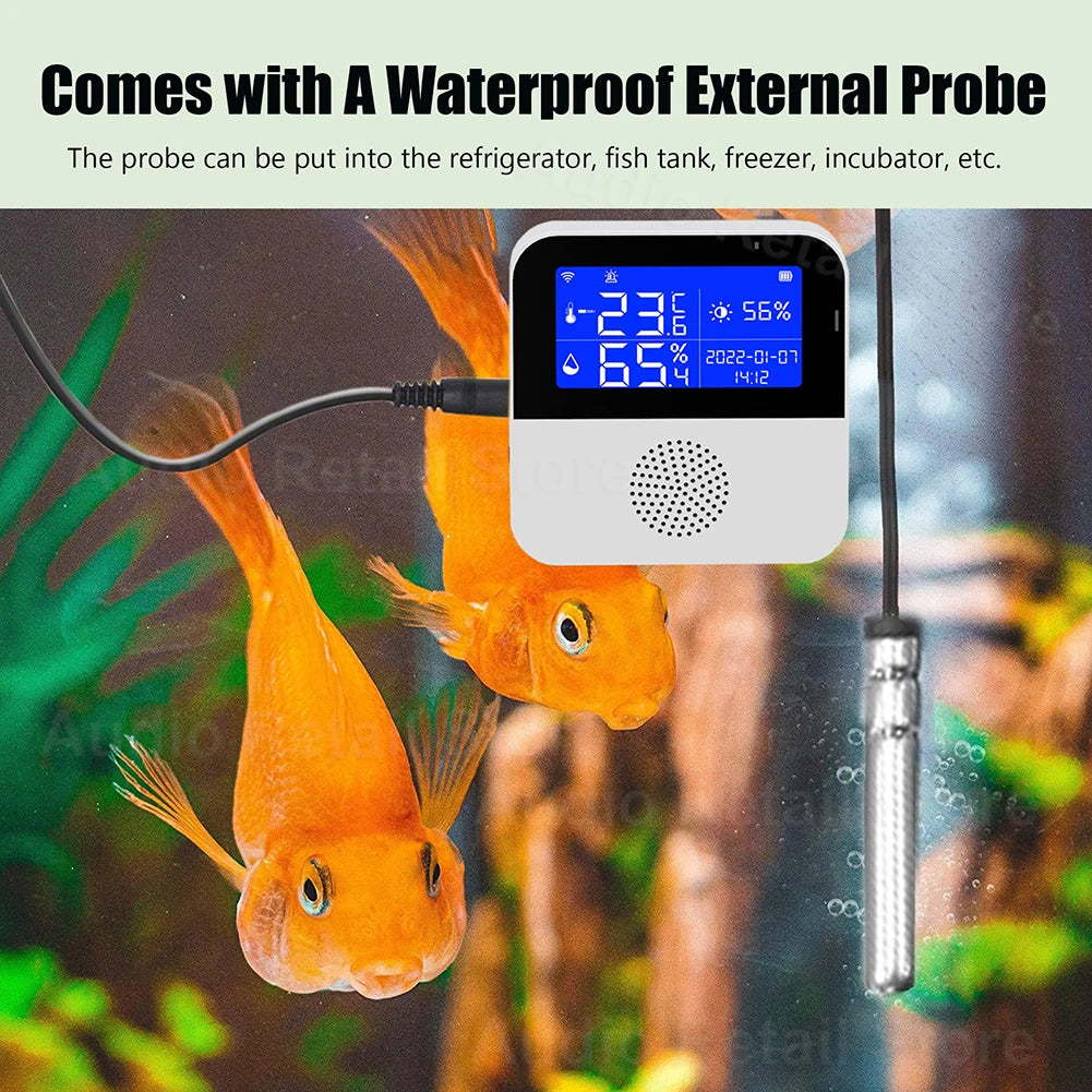 Tuya Wifi Temperature Humidity Sensor Alarm Smart Home Indoor Outdoor Thermometer Detector For Plant Aquarium Support Alexa