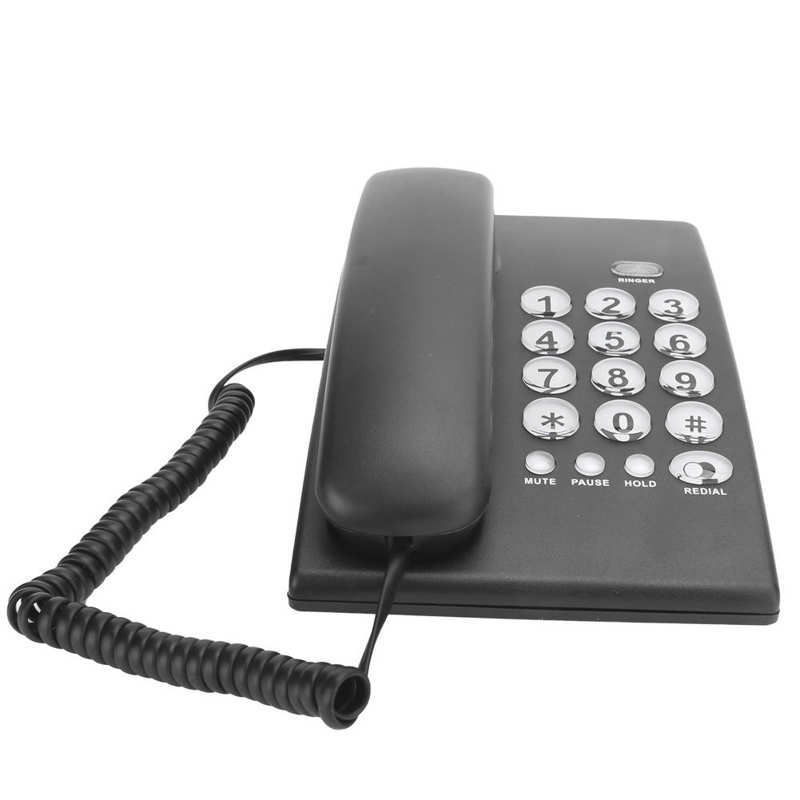 KX‑T504 Household Landline Phone ABS Black Fixed Telephone With Re‑dial And Flash Function For Home Office Business