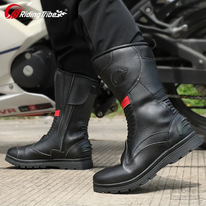 Men Women Winter Summer Motorcycle Boots Long High Ankle Riding Protective Shoes Moto Accessories Rider Biker Equipment B1006