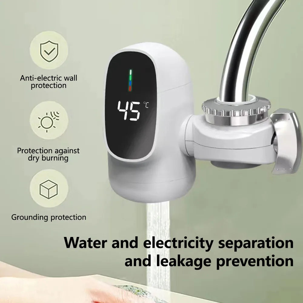 Hot Water Heater Faucet Instant Tankless Fast Heating Tap Faucet With Led Digital Display For Kitchen Bathroom 220v  3400w