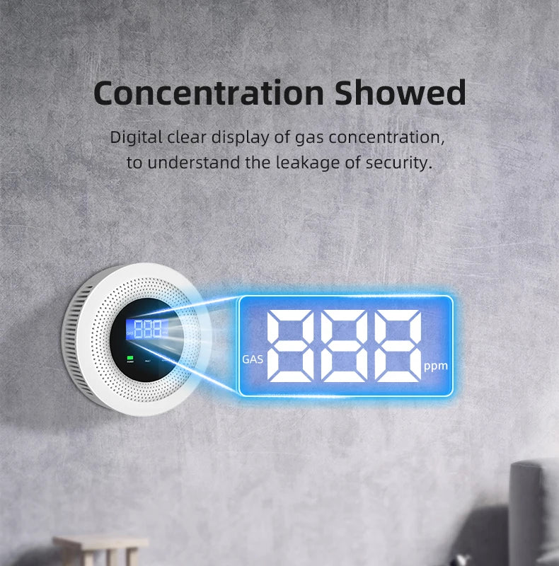 Tuya WiFi gas leak detector leakage of LPG gas sensor alarm sound and 433 MHZ remote control intelligent household security prot