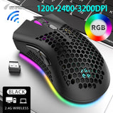 BM600 Rechargeable Gaming Mouse USB 2.4G Wireless RGB Light Honeycomb Gaming Mouse Desktop PC Computers Notebook Laptop Mice