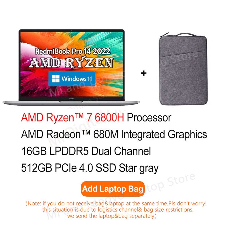 【Super Sale】Xiaomi RedmiBook Pro 14 2022 Laptop AMD Ryzen R5 6600H/R7 6800H 16G+512G 660M/680M Graphics 2.5K 120Hz Mi Notebook