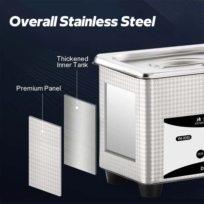 50W/80W Ultrasonic Cleaner 800ml Ultrasound Cleaner Silver Jewelry Ring Glasses Watches Dentures Ultrasonic Cleaning Device