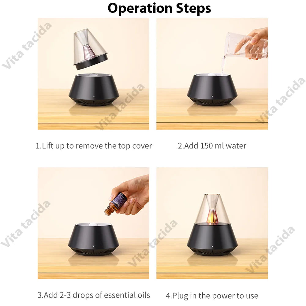 Home Portable Aroma Diffuser USB Air Humidifier Essential Oil Night Light Cold Mist Maker Sprayer for Gift Bedroom Remote Contro