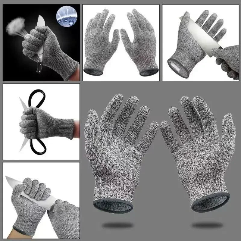 Grade 5 Anti-cutting Cotton Yarn Gloves HPPE Hand Safety Protection Kitchen Construction Sites Gardening Work Gloves