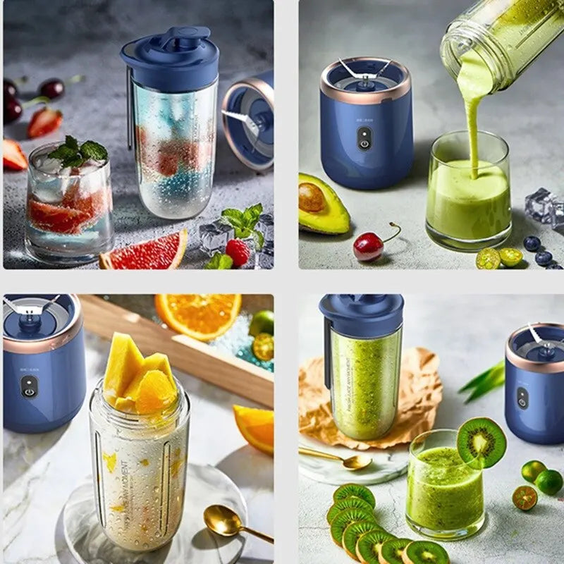 6blade Portable Blender Mini Juicer Cup Extractor Smoothie USB Charging Fruit Squeezer Blender Food Mixer Ice Crusher Portable