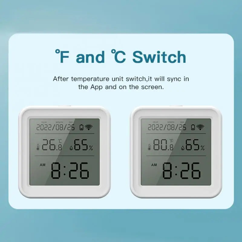 New Tuya WiFi Humidity Temperature Sensor With LCD Screen Display And Backlight Smart Life APP Works With Alexa Google Home