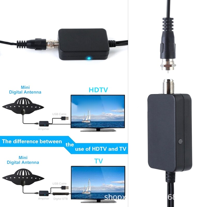 Digital Indoor TV Antenna Amplifier Long 50 Miles Range Antenna for 720p, 1080i, 1080p/ ATSC Video Accessory