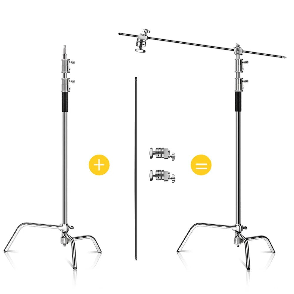 2.6M/8.5FT Stainless Steel Century Foldable Light Stand Tripod Magic Leg Photography C-Stand For Spot Light,Softbox,Photo Studio