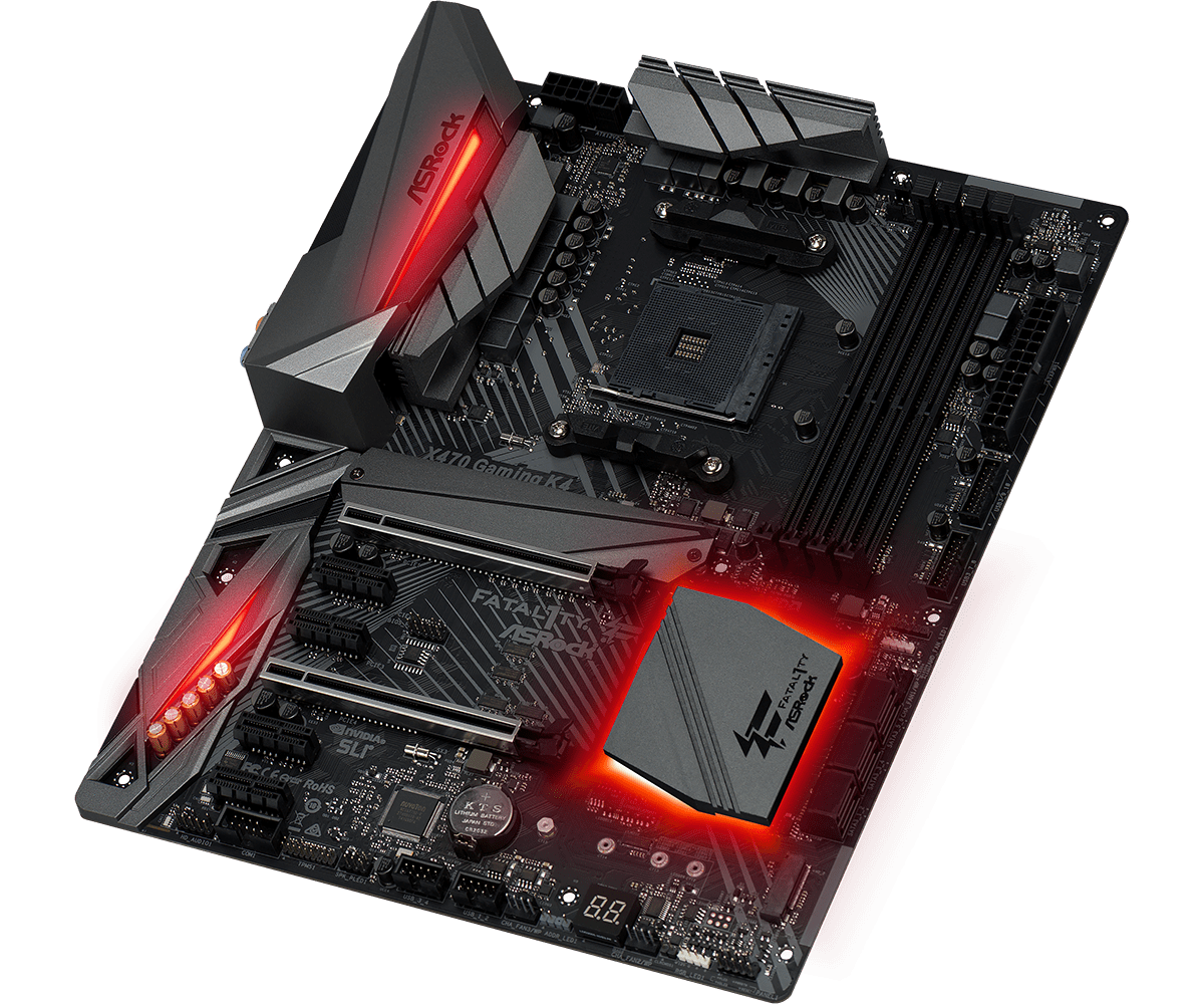 X470 AM4 Motherboard ASRock X470 GAMING K4 4×DDR4 64GB PCI-E 3.0 2×M.2 6×SATA III ATX For AMD Ryzen/7th Gen A-Series cpu