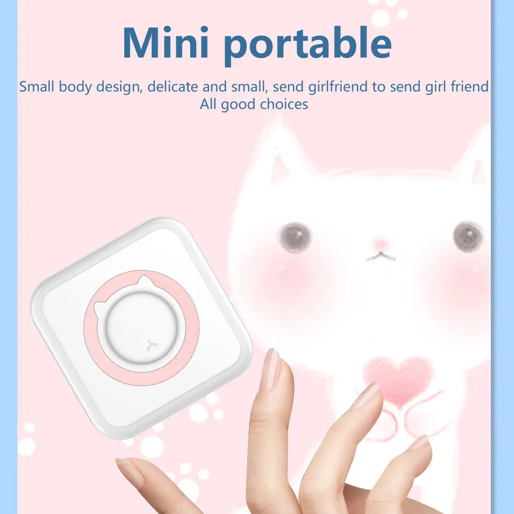 Mini Printer Portable Pocket Label Thermal Adhesive Sticker Printer Wirelessly Bluetooth Inkless self-adhesive Paper Photo Print