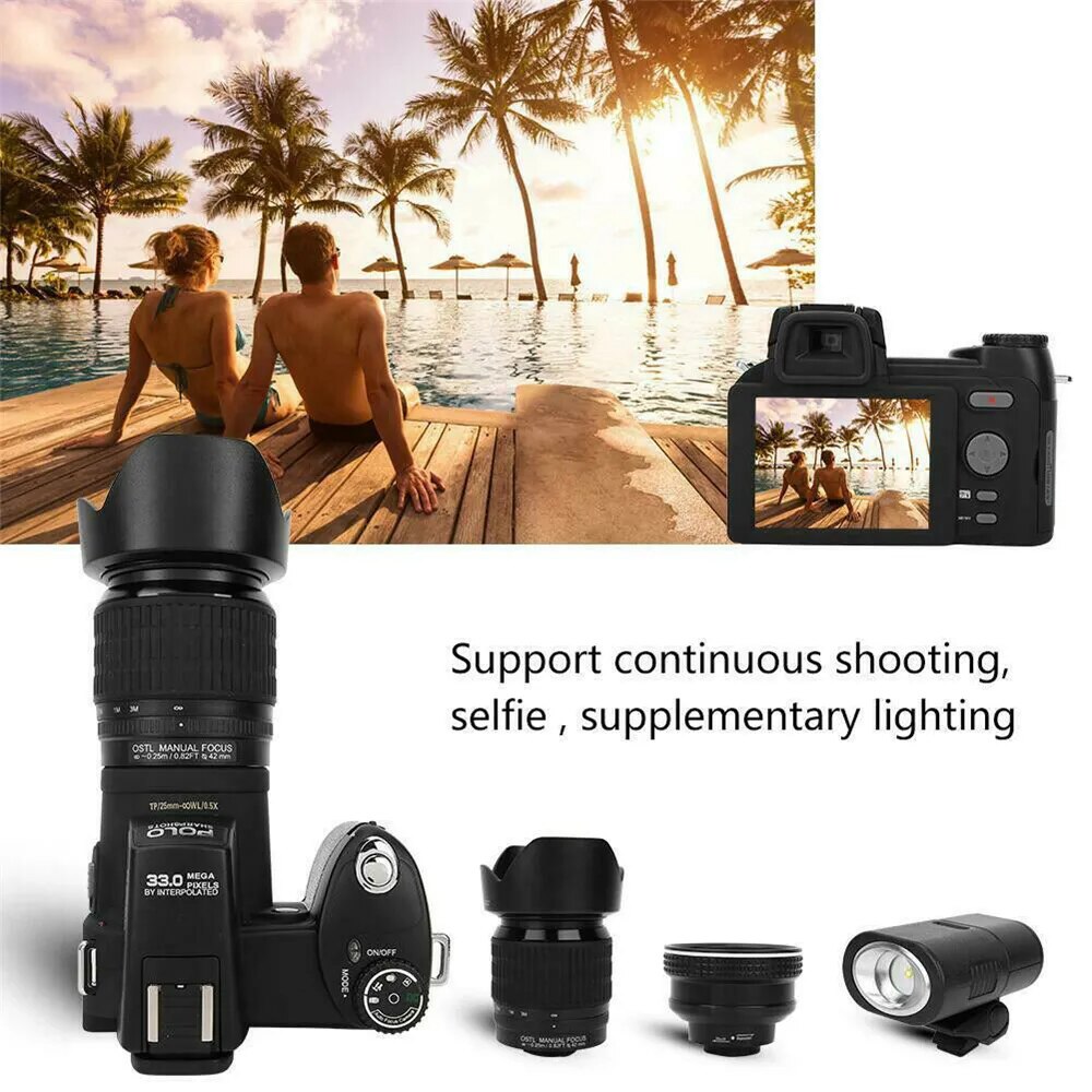 Wide Angle Digital DSLR Cameras For Photography Telephoto Lens 24X Optical Zoom 1080P Video Recorder Auto Focus Photo Camcorder