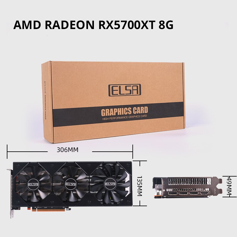 ELSA RX5700XT 8GB 256Bit GDDR6 7nm Video Card for Gaming PC Desktop AMD Graphics Cards