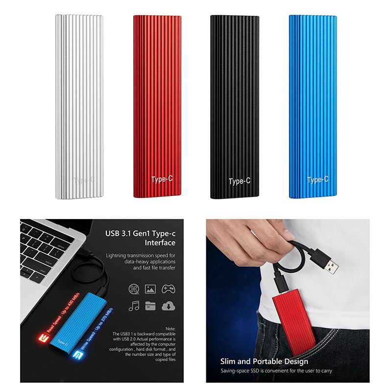 Mini Portable SSD 1TB External USB Type C USB 3.1 2TB 4TB 8TB Storage Devices Solid State Drive Mobile Hard Disks For Laptop New