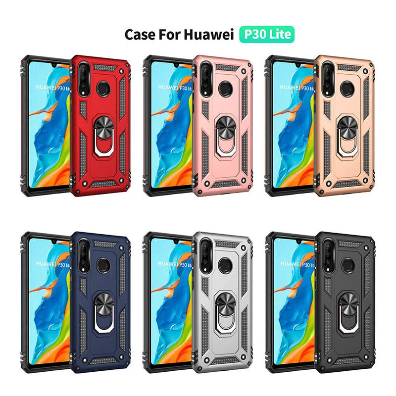 For Huawei P30 Lite Shockproof Case For Huawei P40 Lite E Pro P30 Pro P20 Lite P Smart Z 5G Ring Holder Armor Phone Cover Funda