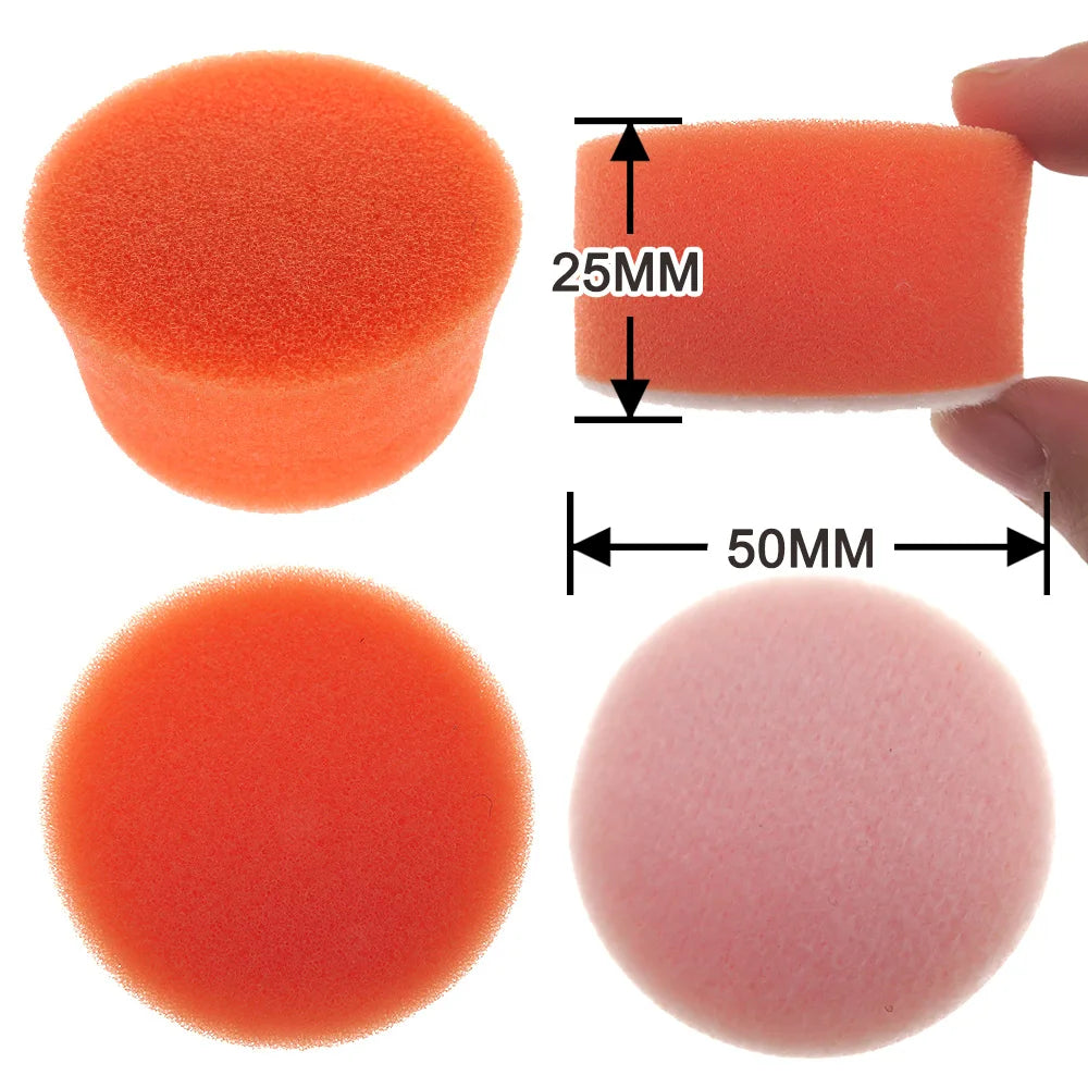 2 Inch Polishing Pad Sponge Mini Detailing Buffing Pads 50mm Hook and Loop for Car Polisher Attachment Waxing Backing Plate