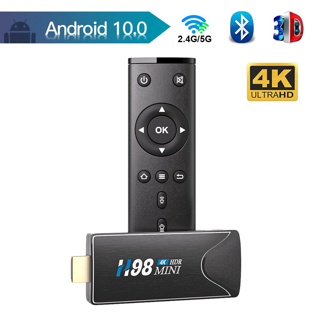 Mini TV Stick Android 10 4K HD 2G 16G Android TV Box 2.4G 5G Dual Wifi Smart TV Box H.265 Media Player TV Receiver Set Top Box