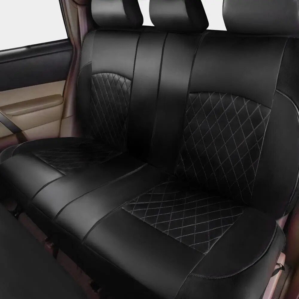 PU Leather Car Seat Cover Artificial Leather 5 Seats Black Universal Seat Cushion 9 Piece Set Compatible Car Accessories