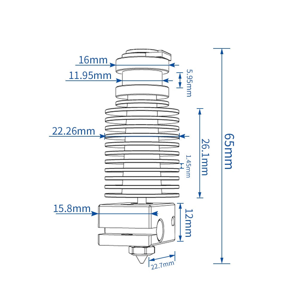 E3D V6 Hotend +Bimetal heatbreak for v6 Prusa voron Remote Short Direct Heat Sink range 1.75MM for Feeding 3D printer extruder