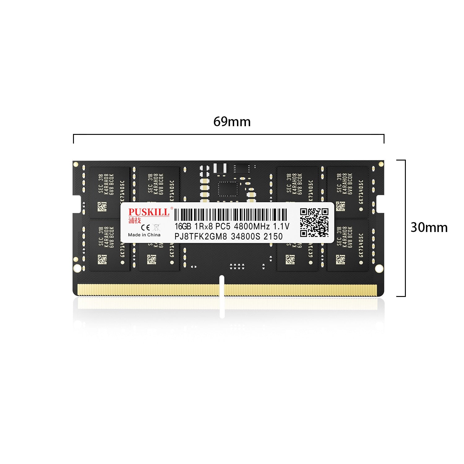 PUSKILL Memoria Ram DDR5 32GB 16GB 8GB 4800MHz 5200MHz 5600MHz 1.1V Sodimm Notebook Laptop Memory Module
