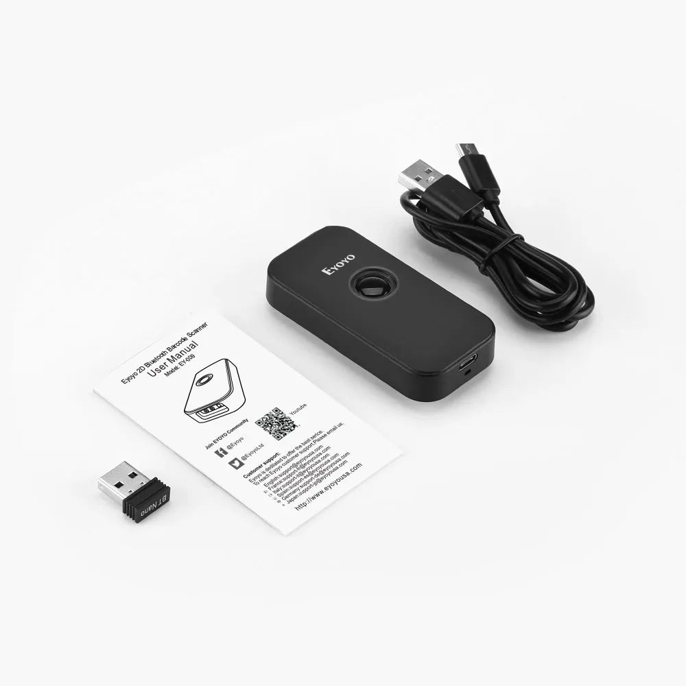 Eyoyo Mini 2D Bluetooth Barcode Scanner QR Image Portable 1D CCD Reader PDF417 Data Matrix Screen Scanning Wired 2.4G Dongle