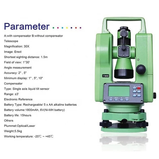 Hot Sale Geographic Equipment Electronic Laser Theodolite For Surveying