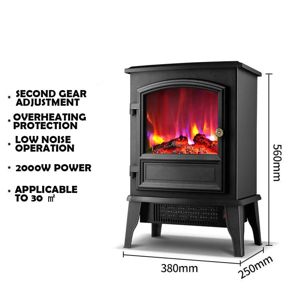 European Style Heating Furnace Indoor Smokeless Electric Fireplace Household Heating 3D Flame Mountain Multi Bedroom Adjustable