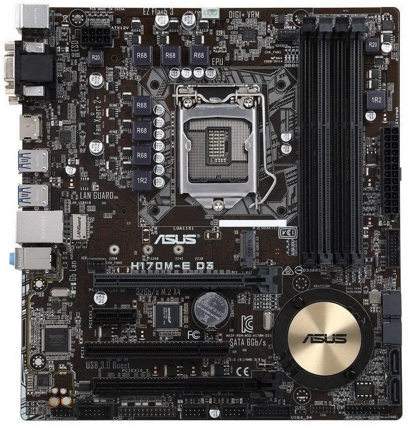 Asus H170M-E D3 LGA 1151 Motherboard DDR3 1151 Motherboard Intel H170 64GB PCI-E 3.0 SATA III M.2 USB3.0 Micro ATX For i3-6320