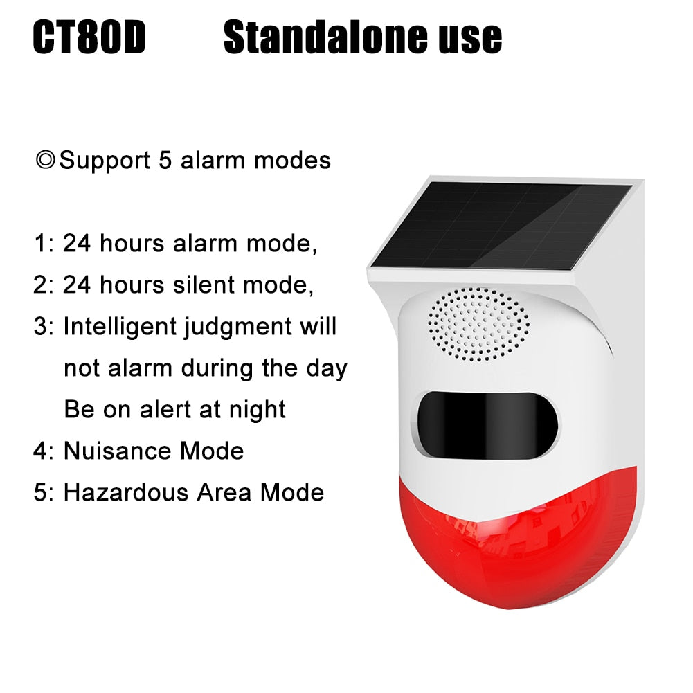 Outdoor Solar PIR Infrared Alarm Smart WiFi Siren Waterproof Wireless 433MHz Burglar Strobe Sensor Multiple Versions Available