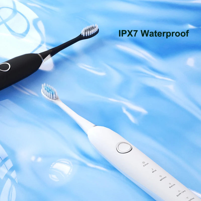 Ultrasonic Electric Toothbrush Sonic Rechargeable for Adults 6 Speed Smart Timer with 4/6/8 Replace Brush Head Travel Box Holder