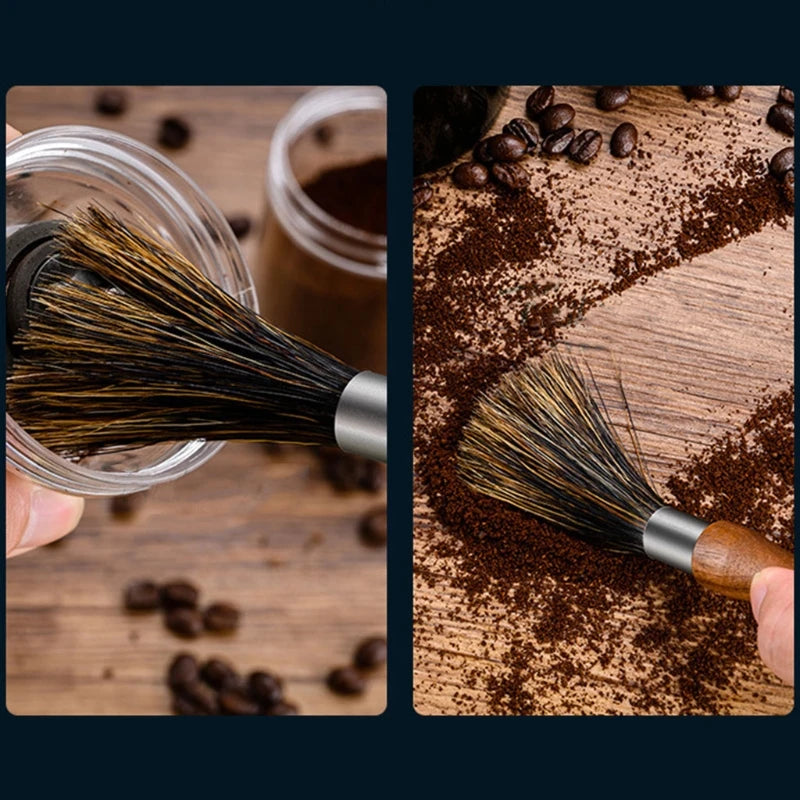 Wood Coffee Brush Anti-static Household Sweeping Bar Solid Wood Brush Grinder Coffee Powder Cleaning Brush for Cleaning