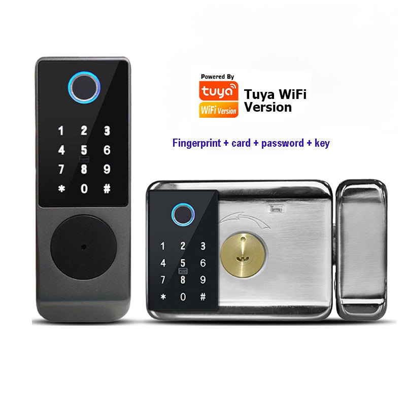 Fingerprint Lock Waterproof Tuya Wifi Remote Control Bluetooth TTLock App Card Digital Code Keyless Electronic Smart Door Lock