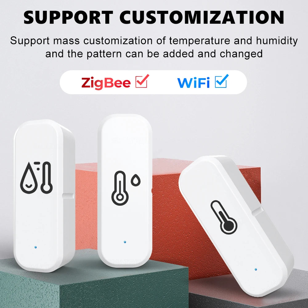 WiFi Zigbee Temperature&Humidity Sensor Timing Alarm Smart Life Tuya APP Remote Temp Monitor Use With Google Home Assistant