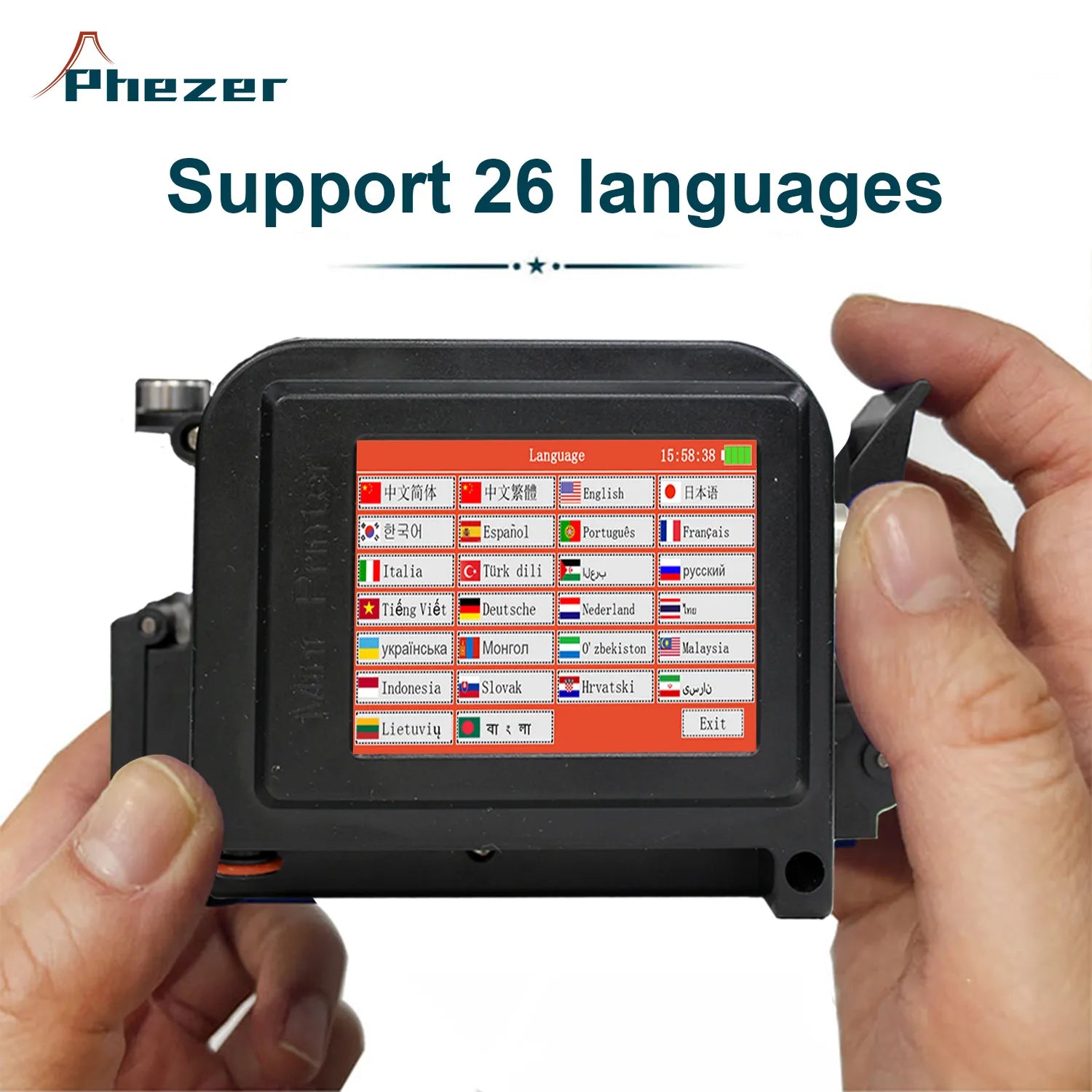 Phezer 30 Languages 12.7/25.4mm PC11Plus Mini Portable Printer QR Bar Code Date Logo Expiry Date Handheld Inkjet Printer Label