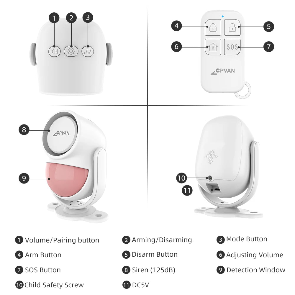 CPVAN CP2 Motion Detector Remote Controller 433mhz Infrared Alarm Detector Home Security Burglar Sensor Detector