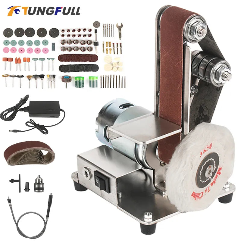 Mini Electric Belt Sander DIY Polishing rinding Machine Cutter Edges Sharpener Multifunctional Desktop Belt Machine 110V-220V