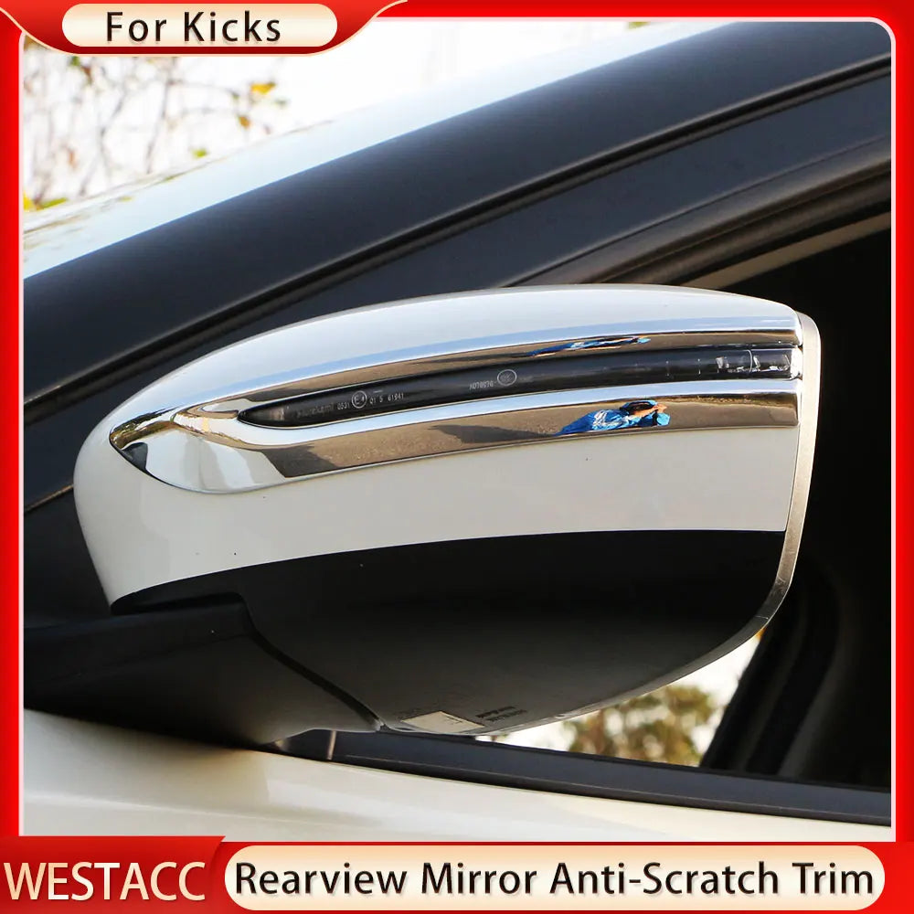 2Pcs Chrome Rearview Side Mirror Cover Anti-Scratch Sticker Trim for Nissan Kicks 2016 2017 2018 2019 2020 2021 2022 Accessories