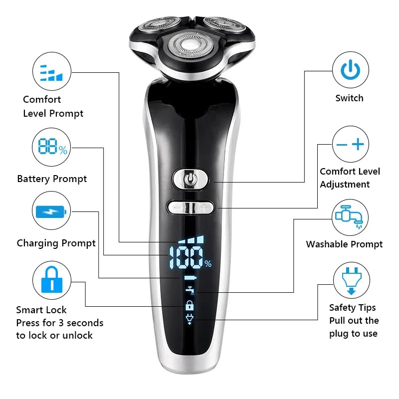 Electric Shaver 4D For Men Electric Hair Clipper USB Rechargeable Professional Hair Trimmer Hair Cutter for Men Adult Razor