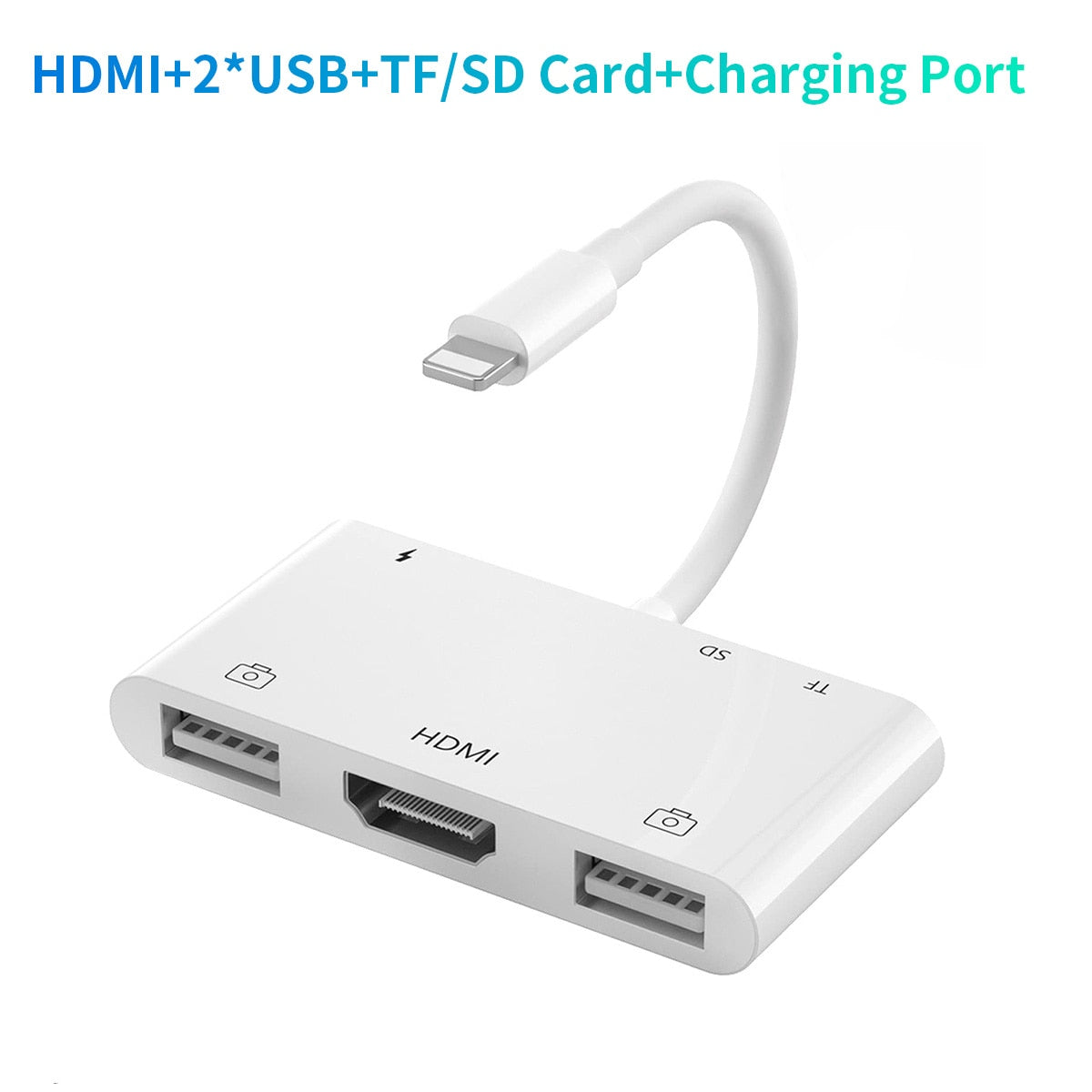 Lightning to HDMI Adapter for iPhone iPad to TV Dual USB OTG Adapter iPhone Microphone Adapter for Live-Streaming with Charging