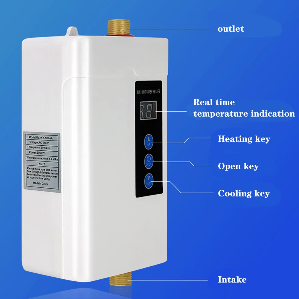 110V/220V Household Mini Electric Water Heater Instant Hot Water Heater Water Hot Heating  50 - 60HZ Tankless For Instant Water