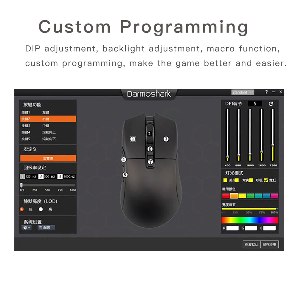 Motospeed Darmoshark N3 Wireless Bluetooth Gaming Esports Mouse 26000DPI 7 Buttons Optical PAM3395 Computer Mouse For Laptop PC
