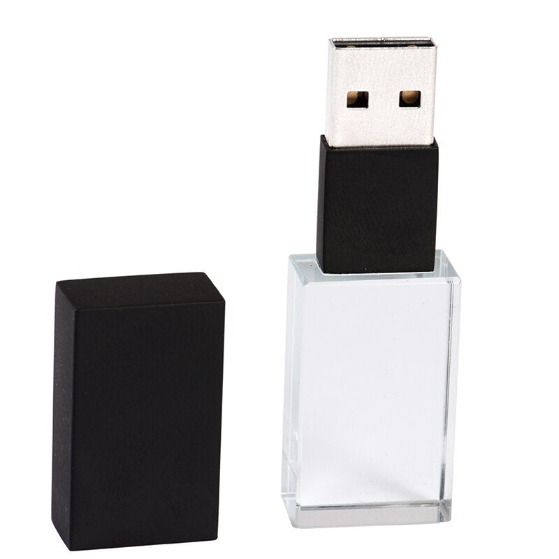 Crystal with Box USB Flash Drive 64GB Free Custom Logo Pendrive 32GB Father's Day Gift USB 2.0 Memory Stick 16GB Pen Drive 8GB