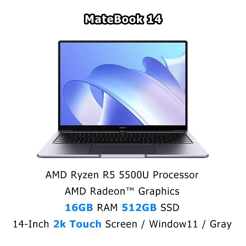 HUAWEI MateBook 14 Laptop AMD Ryzen R5-5500U/R7-5700U 16GB 512GB SSD Notebook 14-inch 2K Touch-screen Ultrbook PC Computer