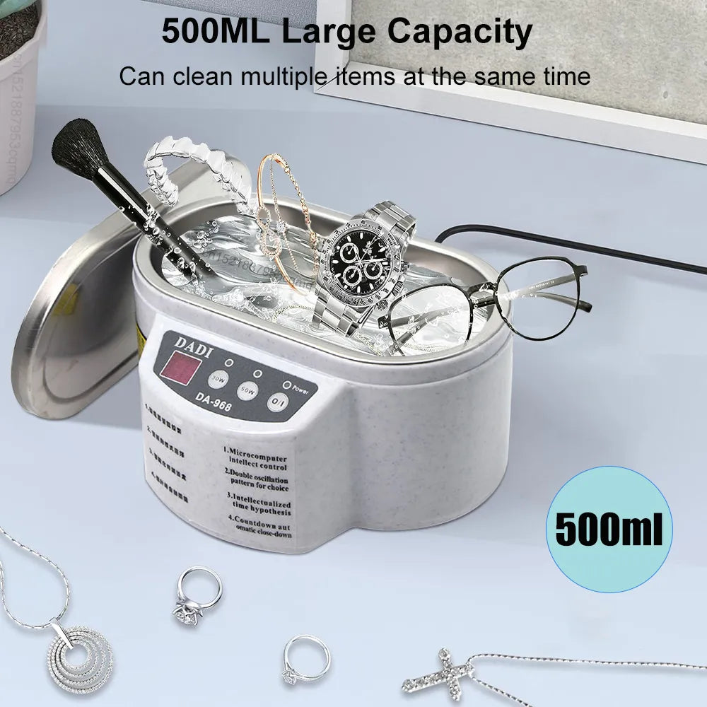 Ultrasonic Jewelry Cleaner 30/50W Sonicator Bath 40kHz High Frequency For Ring Glasses Watches Denture Washing Cleaning Machine